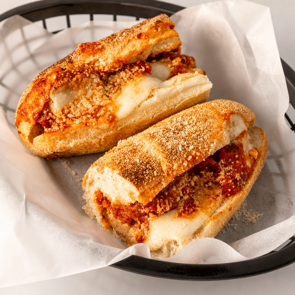 Meatball Parmesan Sandwich.
